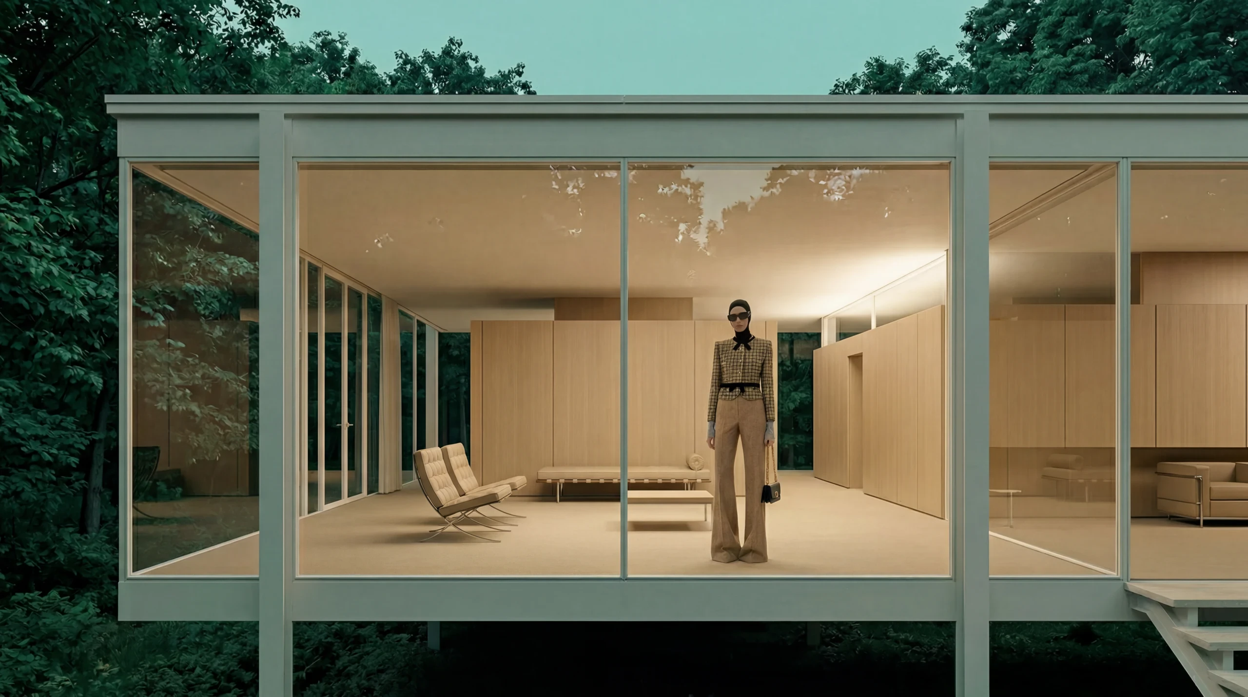 Glass, forest and green, light